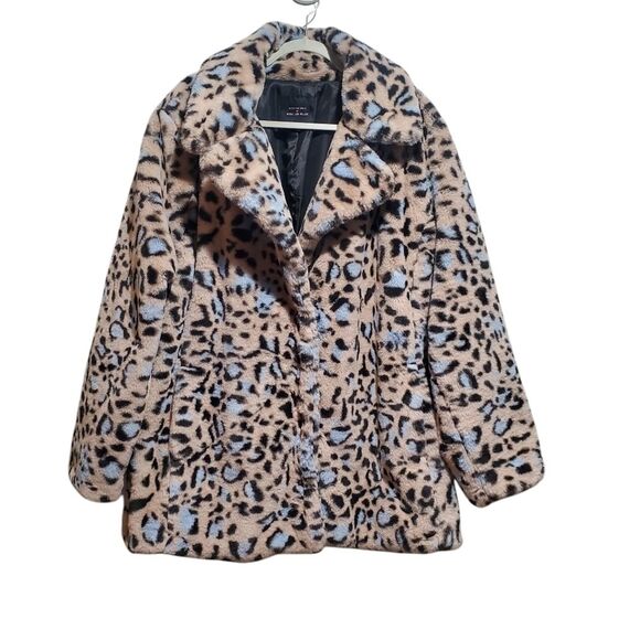Avec Les Filles Jackets & Blazers - With the Girls x Avec Les Filles Leopard Print Faux Fur Coat Plus Size 2X